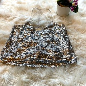 Hollister silver sequin oversized tank